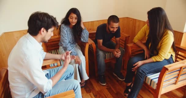 Group Friends Talking Having Fun Home — Video