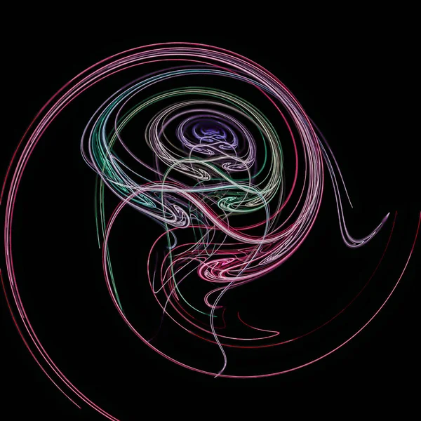 黒い背景に明るいパターンを持つカラフルなライトの露出の渦の円 — ストック写真