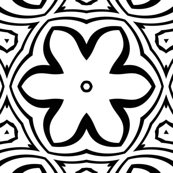 Abstraktní Kaleidoskop Pozadí Černobílých Barvách Květinové Vzory — Stock fotografie