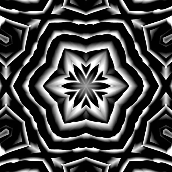 Mandala Caleidoscópico Blanco Negro Modelado Fondo —  Fotos de Stock