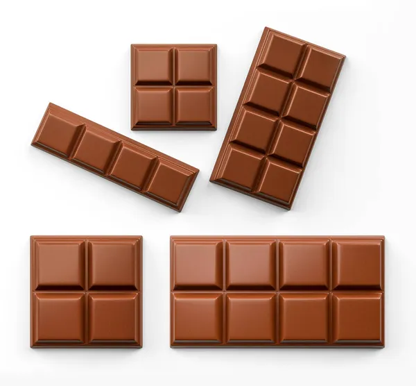 Uma Renderização Barras Chocolate Com Leite Isoladas Fundo Branco — Fotografia de Stock