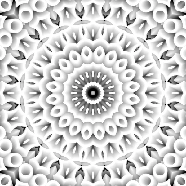 Een Zwart Wit Caleidoscopische Mandala Patroon Achtergrond — Stockfoto