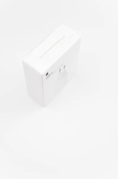 Como Itália Oct 2021 Adaptador Alimentação Usb Alta Potência Apple — Fotografia de Stock