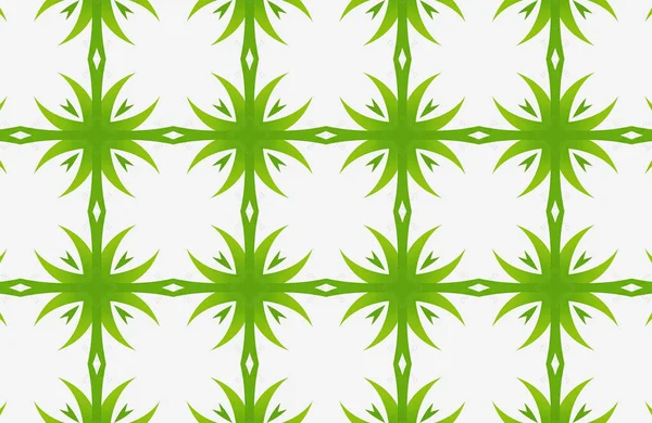 白い背景に緑の植物の創造的なシームレスなパターンのイラスト — ストック写真