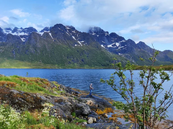 Krásná Scenérie Hornaté Krajiny Lofotenských Ostrovech Norsko — Stock fotografie