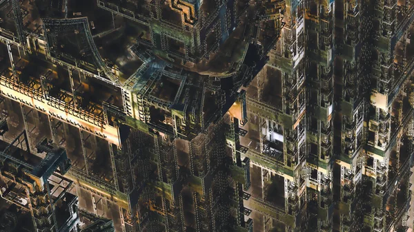 工業都市の3Dレンダリング — ストック写真