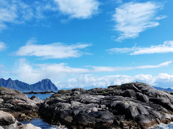 Чудовий Краєвид Гірського Краєвиду Лофотенських Островах Норвегія — стокове фото