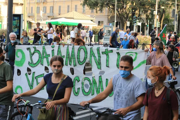 Milan Olaszország 2021 Október Sokan Tiltakoznak Olaszországi Milánóban Megnyilvánuló Ökológia — Stock Fotó