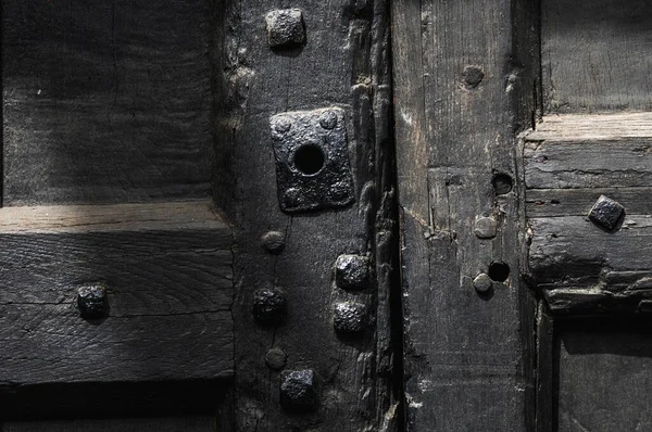 Zbliżenie Starego Rocznika Drewniane Drzwi — Zdjęcie stockowe