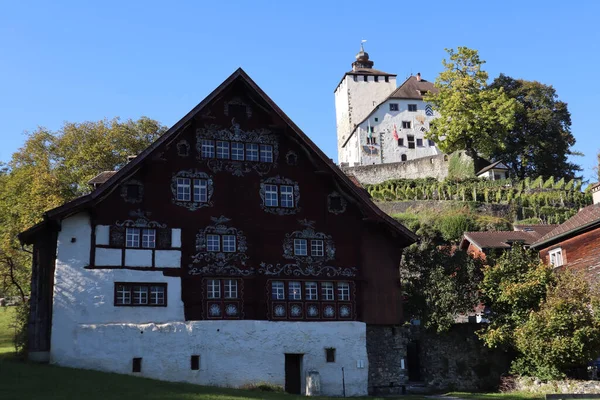 Werdenberg Sviçre Nin Ortaçağ Şatosu Avrupa Nın Küçük Şehirlerinden Biri — Stok fotoğraf