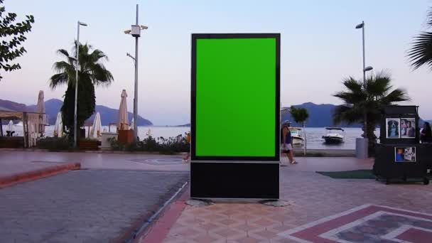 Banner Verde Vazio Embarque Cidade — Vídeo de Stock