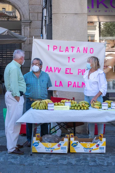 Plasencia Spagna Ottobre 2021 Bancarella Strada Che Vende Banane Delle — Foto Stock