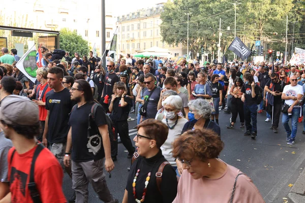 Milan Olaszország 2021 Október Sokan Tiltakoznak Olaszországi Milánóban Megnyilvánuló Ökológia — Stock Fotó
