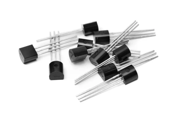 Diversi Transistor Tipo To92 Sfondo Bianco — Foto Stock