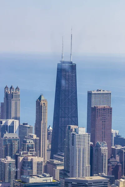 Egy Légi Felvétel Egy Modern Városról Felhőkarcolókkal Michiganben — Stock Fotó