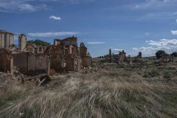 Belchite Espagne Sept 2021 Les Vieux Bâtiments Ruine Contre Ciel — Photo