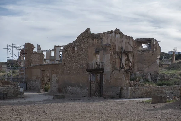 Belchite Espagne Sept 2021 Les Ruines Bâtiment Abandonné Sans Toit — Photo