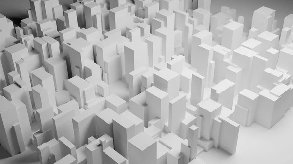 Футуристична Візуалізована Кубічна Поверхня Білими Блоками Нагадують Місто — стокове фото