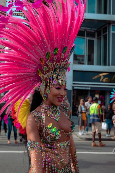 Londres Reino Unido Set 2021 Uma Mulher Disfarçada Carnaval Hackney — Fotografia de Stock