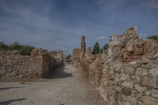 Belquita España Septiembre 2021 Abandonada Ciudad Destruida Belchite Día Soleado —  Fotos de Stock