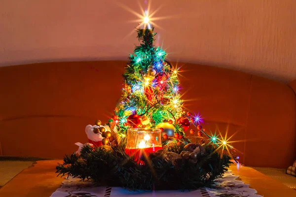 Detailní Záběr Malý Vánoční Stromek — Stock fotografie