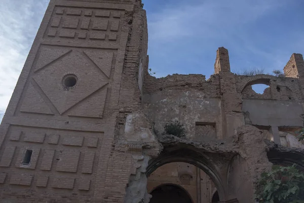 Belchite Spain Sep 2021 Old Abandoned Ruined Building Cloudy Sky — Stock Photo, Image