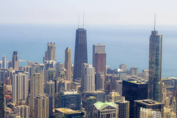 Michigan Gökdelenleri Olan Modern Bir Şehrin Hava Görüntüsü — Stok fotoğraf