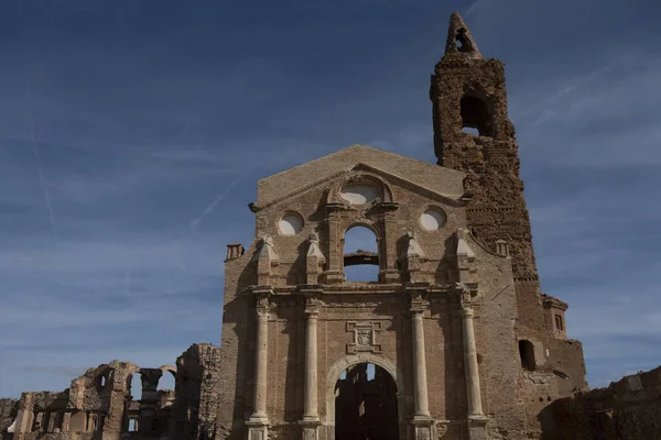Belchite Ισπανια Σεπτεμβρίου 2021 Παλιά Κατεστραμμένη Εκκλησία Του San Martin — Φωτογραφία Αρχείου