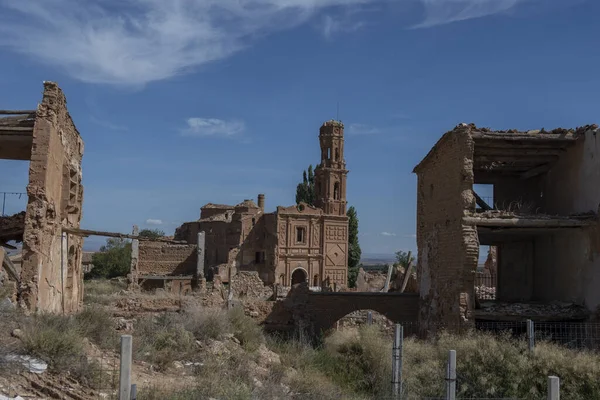 Belchite Espagne Sept 2021 Une Vieille Ville Ruine Belchite Contre — Photo