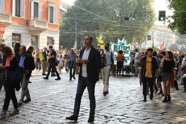 Milan Italy Ekim 2021 Milano Talya Daki Ekoloji Manifestosunu Protesto — Stok fotoğraf