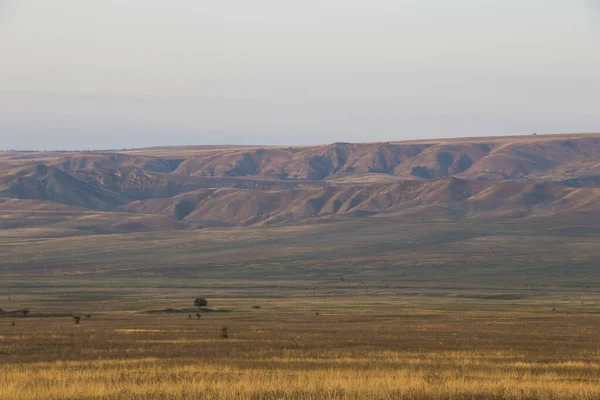 Осенний Горный Пейзаж Вид Закат Давитгареджи Грузия — стоковое фото