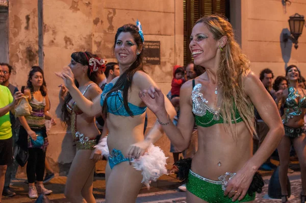 Буэнос Айрес Аргентина Марта 2014 Года Танцоры Красочных Костюмах Принимают — стоковое фото