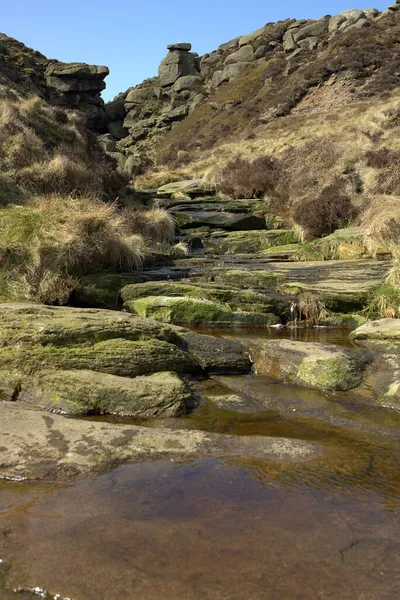 小さな川に行く多くの石と小さな道の美しい景色 — ストック写真