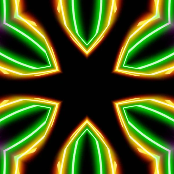 Motif Floral Abstrait Composé Lumières Laser Néon Colorées — Photo