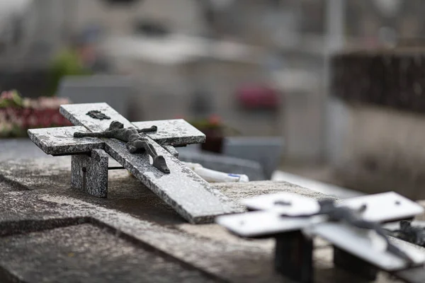 Primo Piano Della Croce Nel Cimitero Lowyat Cimitero Città Limoges — Foto Stock