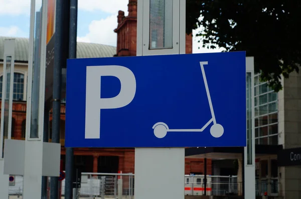 Messe Frankfurt New Parking Sign Should Reduce Chaos Scooters Single — Stock Photo, Image