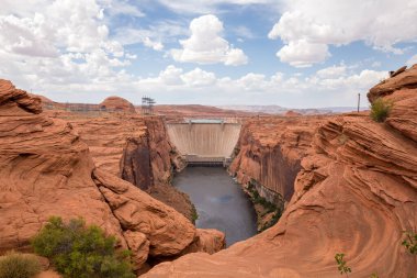 A beautiful view of the Colorado River viewed from Glen Canyon Dam Overlook in Arizona, USA clipart