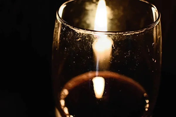 Close Shot Candle Glass Candlestick — Stock Photo, Image