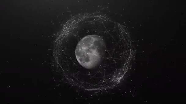 Piękne Zbliżenie Szarości Ujęcie Pełni Księżyca Nocnym Niebie — Wideo stockowe