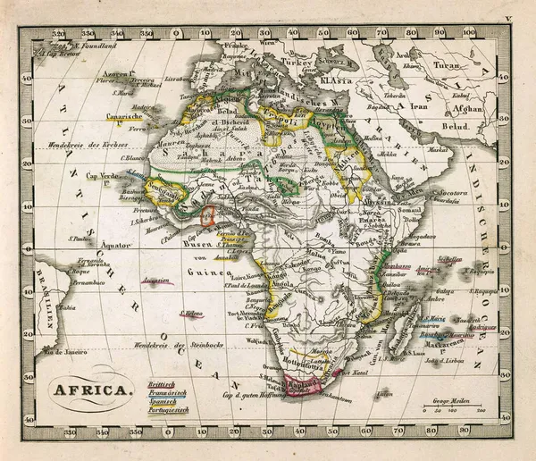 アフリカ地図1874年ゴータ ユストゥス アトラス — ストック写真