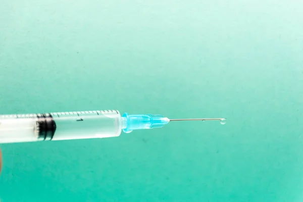 Plan Rapproché Une Seringue Avec Antidote Concept Vaccin Covid — Photo