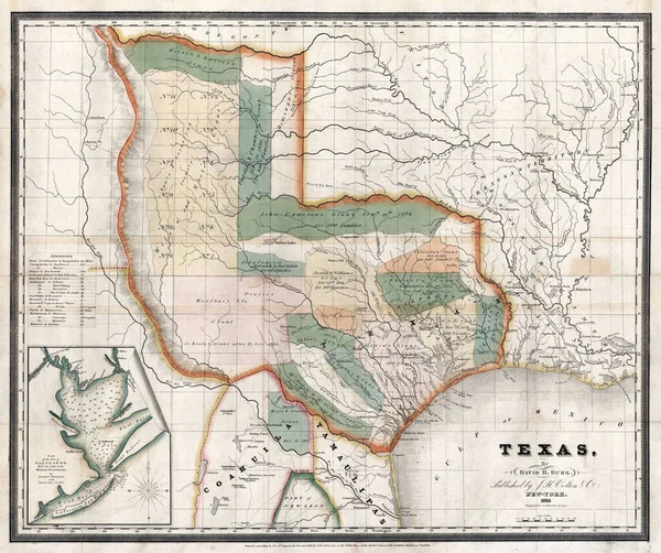 Illustrazione Della Vecchia Mappa Vintage Dello Stato Del Texas Negli — Foto Stock