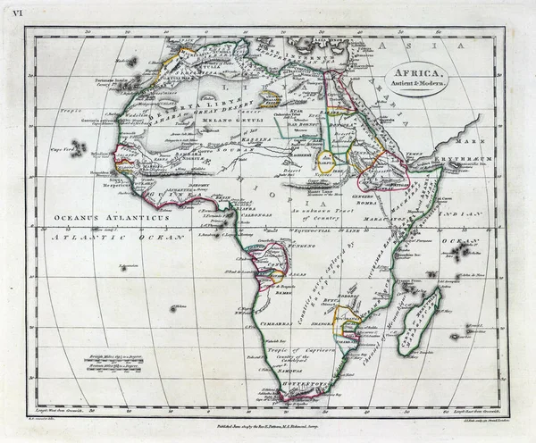 Mapa Preto Branco Século Xix África — Fotografia de Stock
