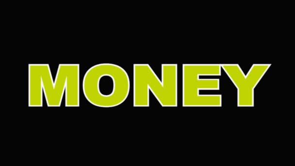 Яскрава Анімація Блимаючого Напису Гроші — стокове відео