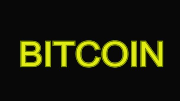 Heldere Animatie Van Knipperende Inscriptie Bitcoin — Stockvideo