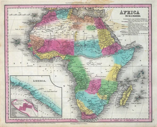 Eski Yüzyıl Afrika Haritasının Bir Çizimi — Stok fotoğraf