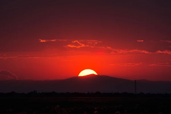 Der Sonnenuntergang Orangen Himmel — Stockfoto