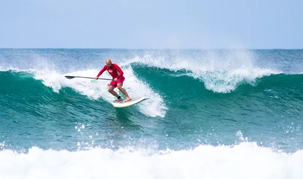 Florianopolis Brazil 2019 Surfař Mole Beach Ostrově Santa Catarina Brazílie — Stock fotografie