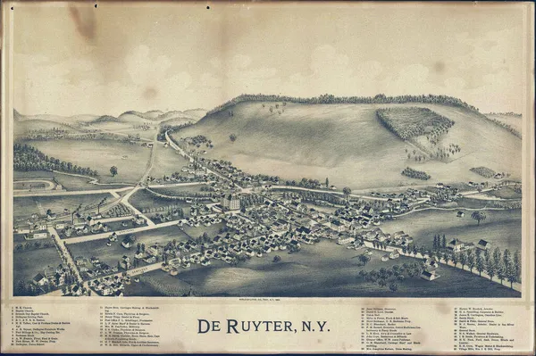 ライターのパノラマヴィンテージ地図ニューヨーク — ストック写真