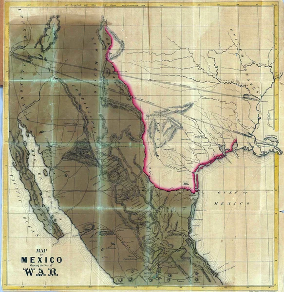 Mapa México Mostrando Sede Guerra Sinclair Thomas 1846 —  Fotos de Stock
